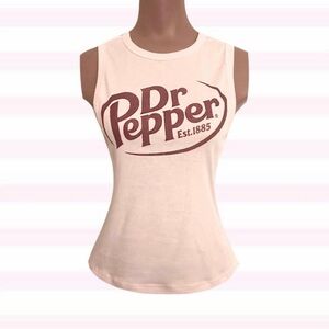 Dr Pepper Sleeveless pink fitted Tank Top shirt size small